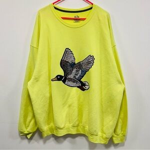 Duck hunting chartreuse sequin glitter mallard duck Sweatshirt! Size 3X